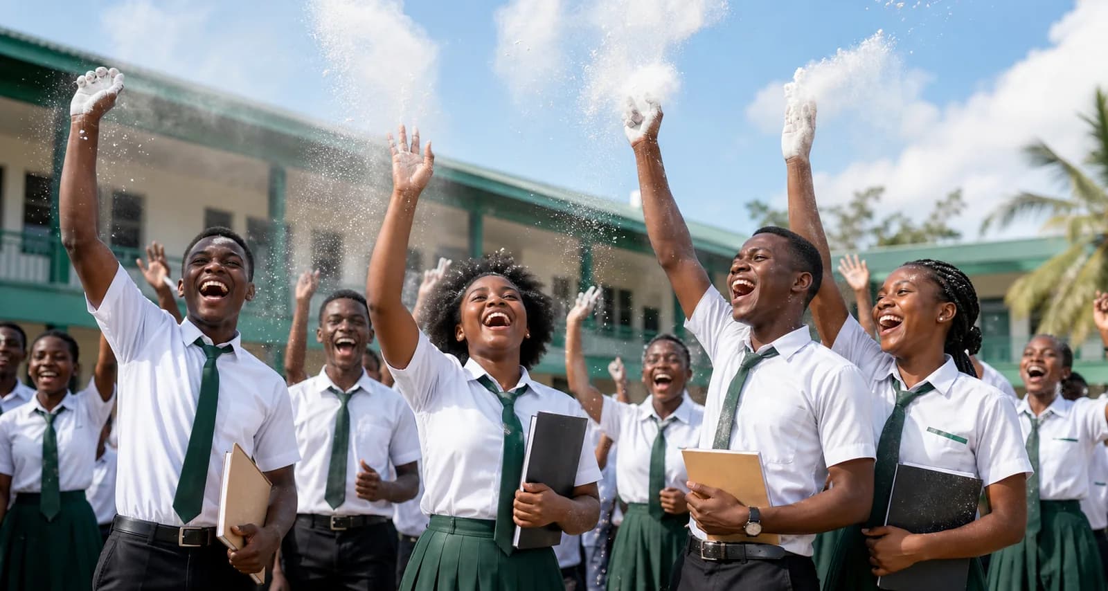 Élèves congolais célébrant leur diplôme d’État
